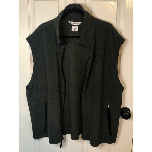 Columbia Men's Charcoal Gray Fleece Vest Full Zip Pockets Activewear Size XXL - Picture 3 of 8